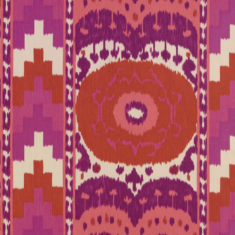 Samarkand Ikat II Fabric Sample - Ruby