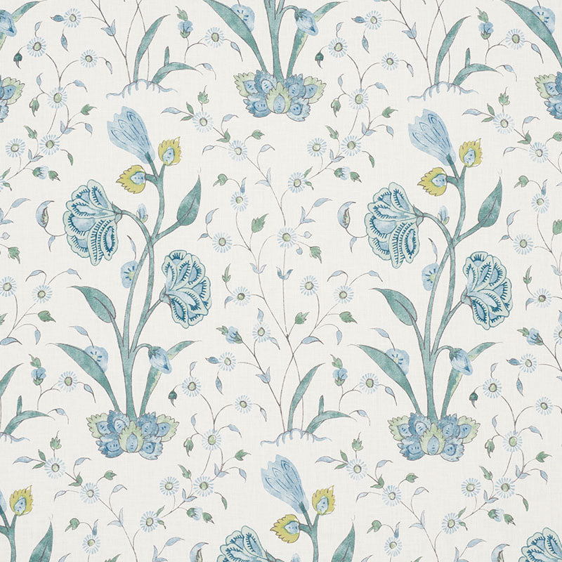 Khilana Floral Fabric Sample - Peacock