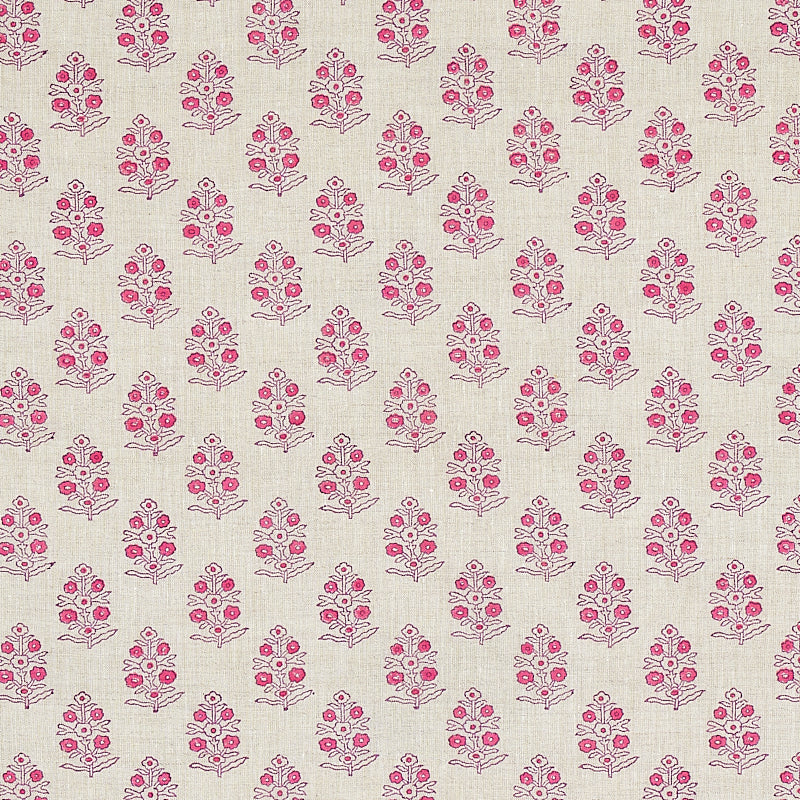 Aditi Hand Blocked Print Fabric Sample - Pink