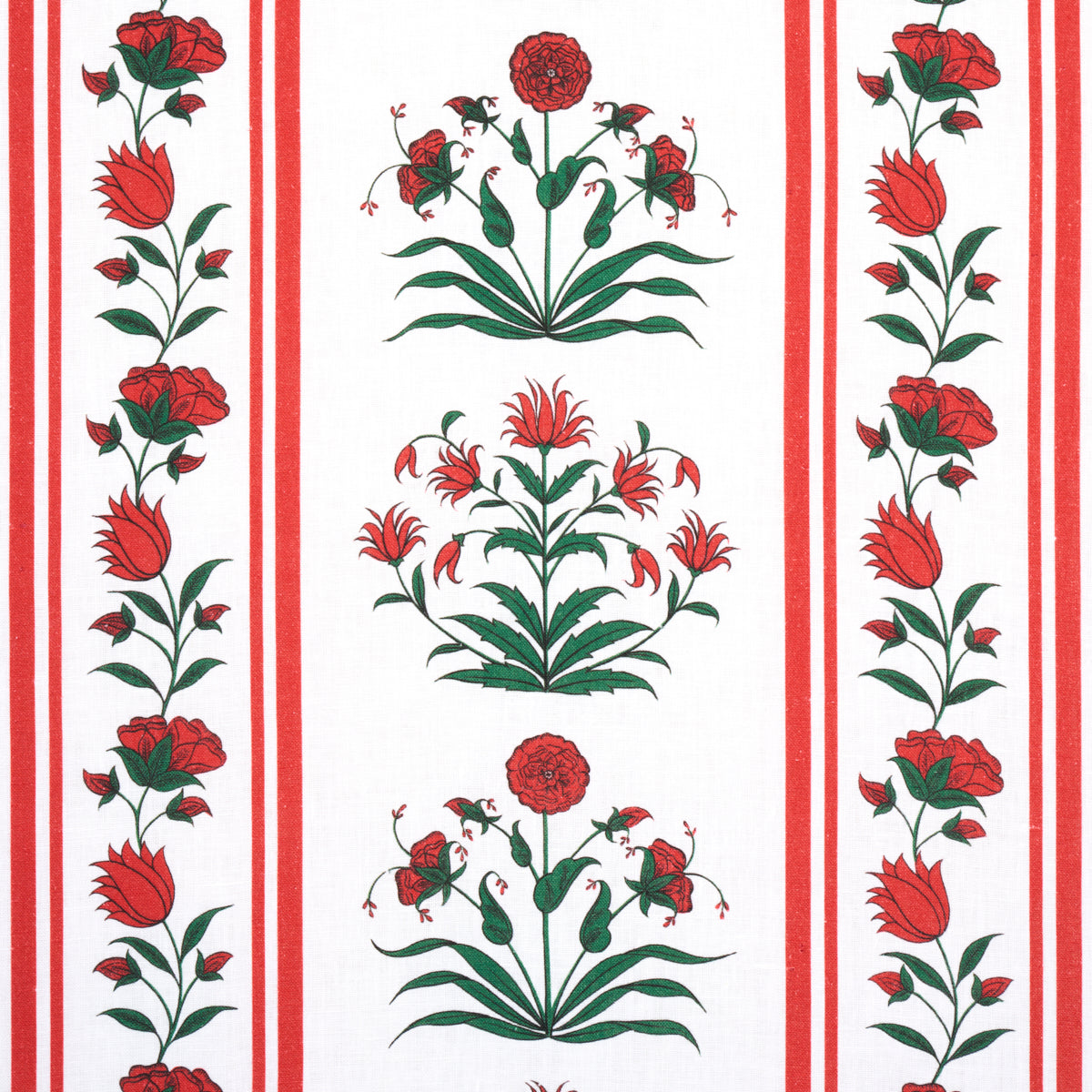 Royal Poppy Stripe Fabric Sample - Red