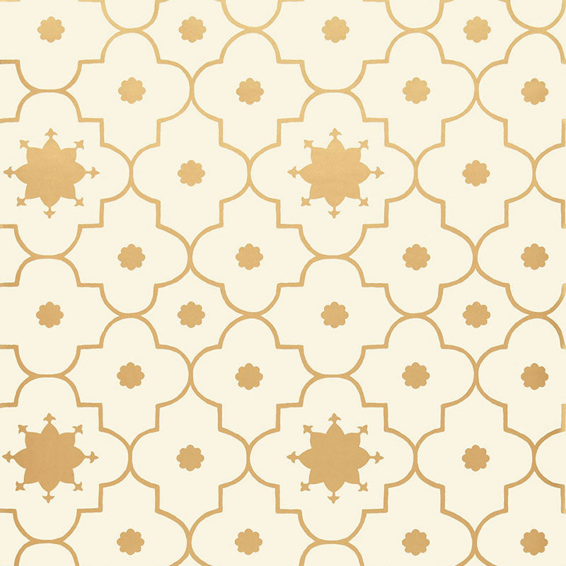Taj Trellis Wallpaper Sample - Burnished Gilt