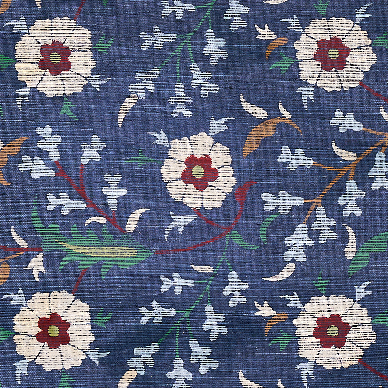 Floralia Sisal Wallpaper Sample - Indigo