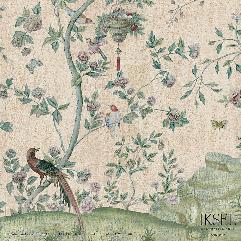 Xanadu Landscape Wallpaper Sample - Crackled Beige