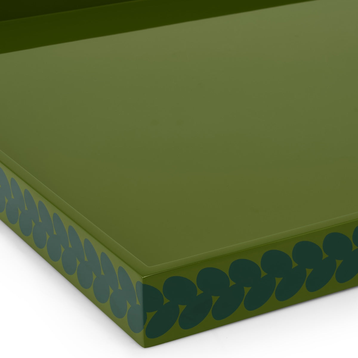 Schumacher x The Lacquer Company 23.6" Berkeley Tape Tray - Lettuce Green & Bottle Green