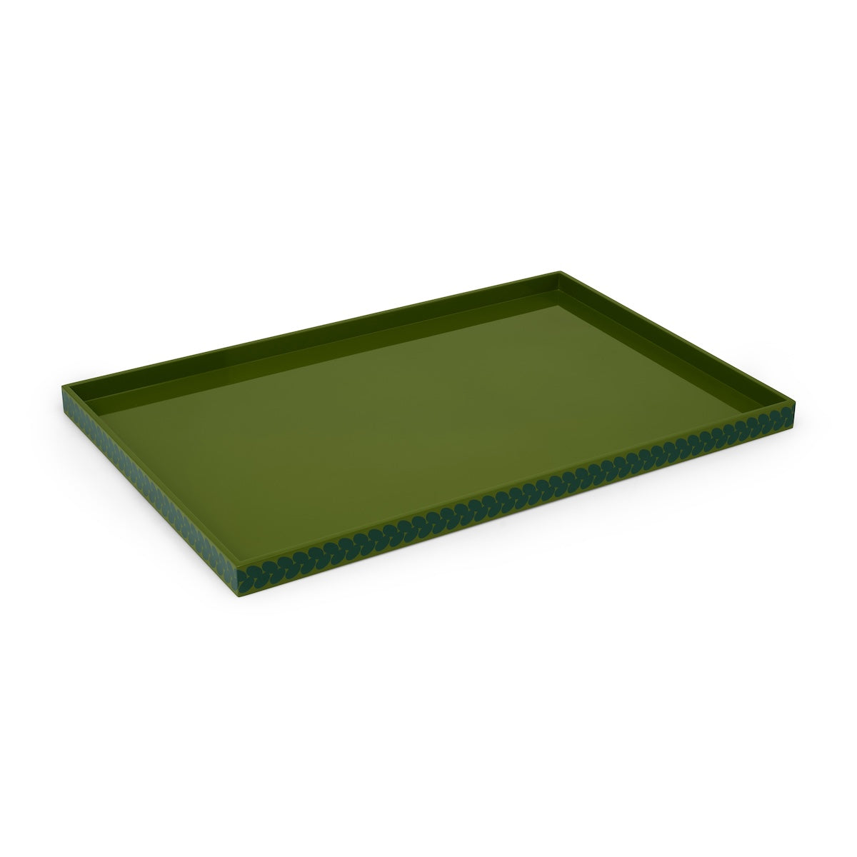 Schumacher x The Lacquer Company 23.6" Berkeley Tape Tray - Lettuce Green & Bottle Green