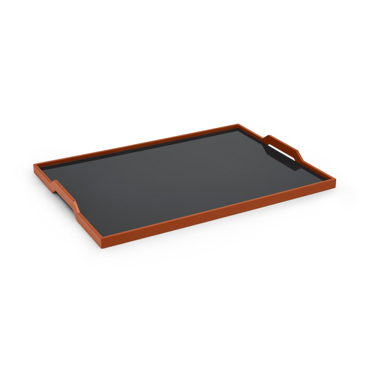 Schumacher x The Lacquer Company 22.75" Color Block Tray - Off Black & Burnt Clay