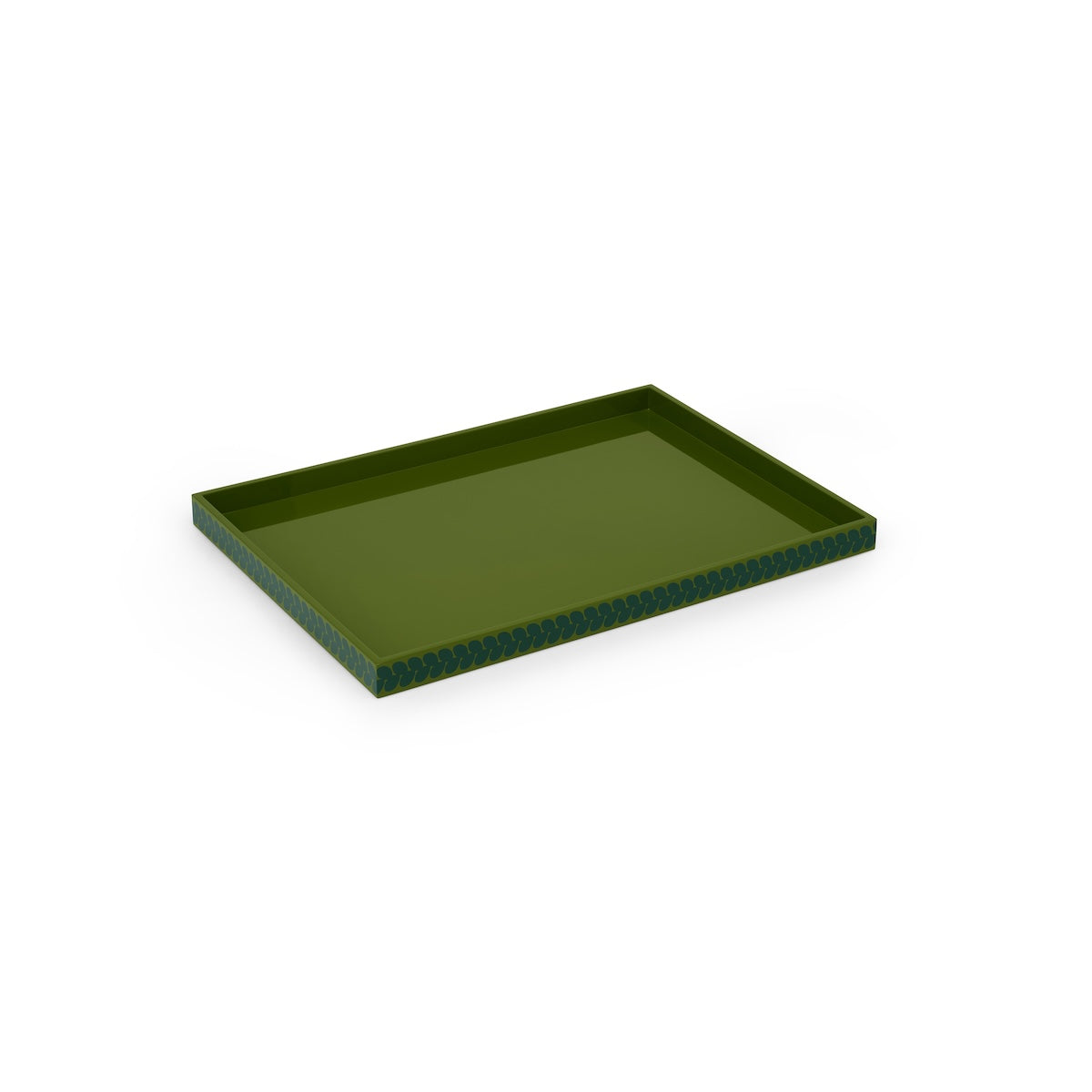 Schumacher x The Lacquer Company 17" Berkeley Tape Tray - Lettuce Green & Bottle Green