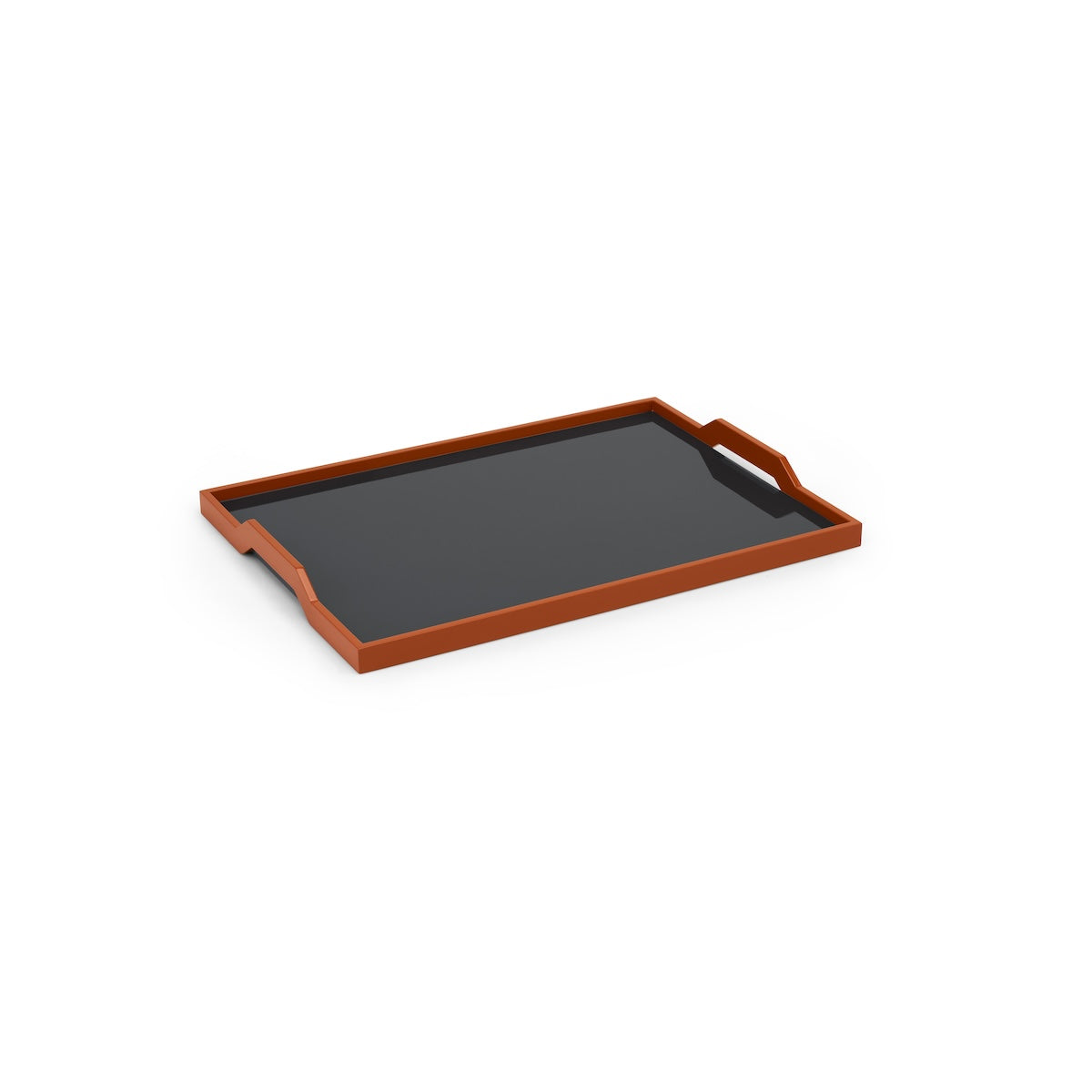 Schumacher x The Lacquer Company 17" Color Block Tray - Off Black & Burnt Clay