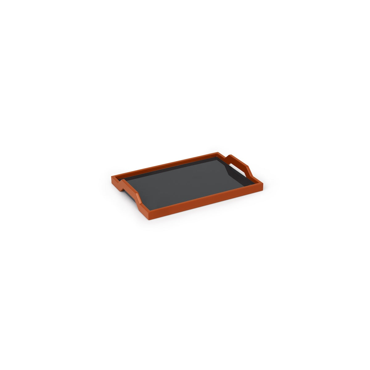 Schumacher x The Lacquer Company 11" Color Block Tray - Off Black & Burnt Clay