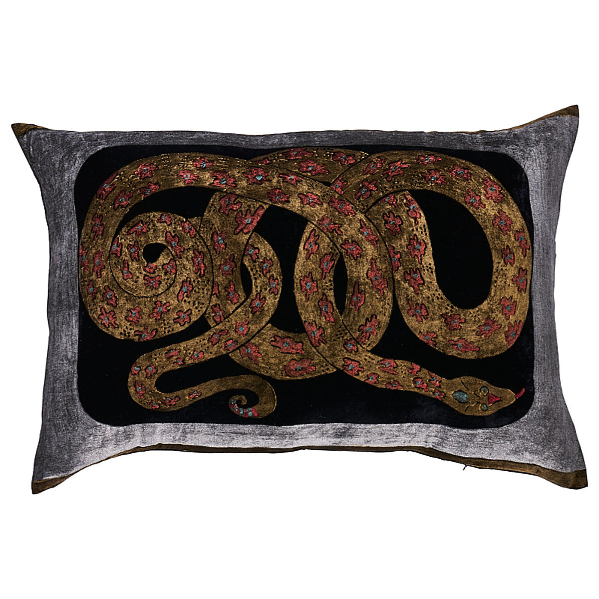Gilded Serpiente Velvet Pillow - Black