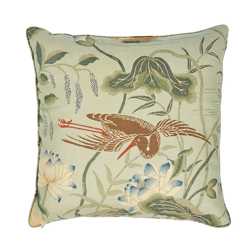 Lotus Garden Pillow - Aqua