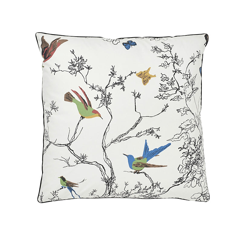 Birds & Butterflies Pillow - Multi On White