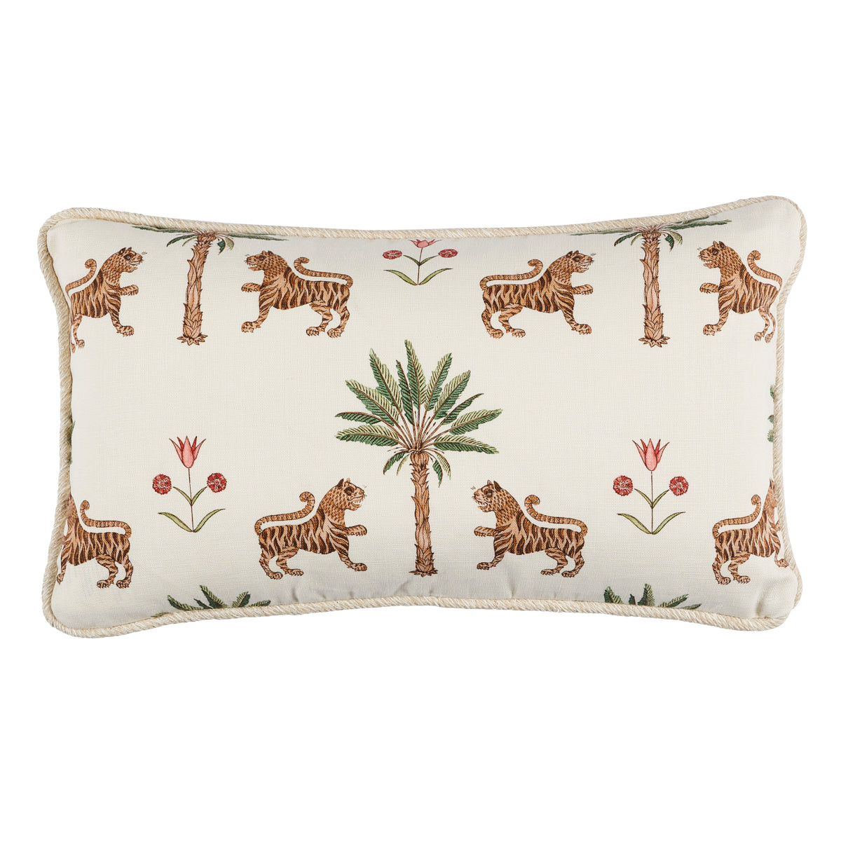 Tiger Palm Pillow - Crimson