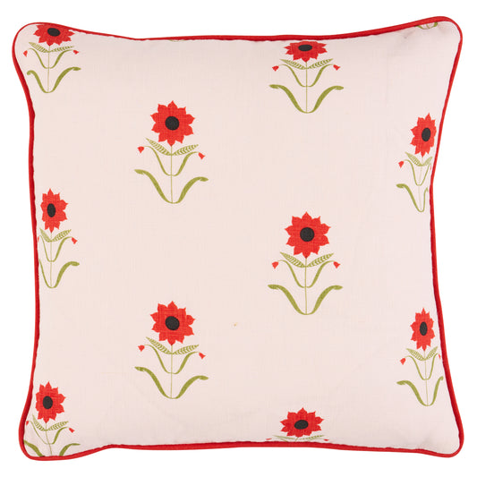 Forget Me Nots Pillow In Red On Pink