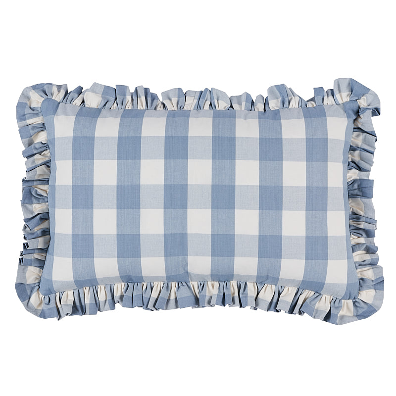 Camden Cotton Check Pillow - Sky (Pre Order)