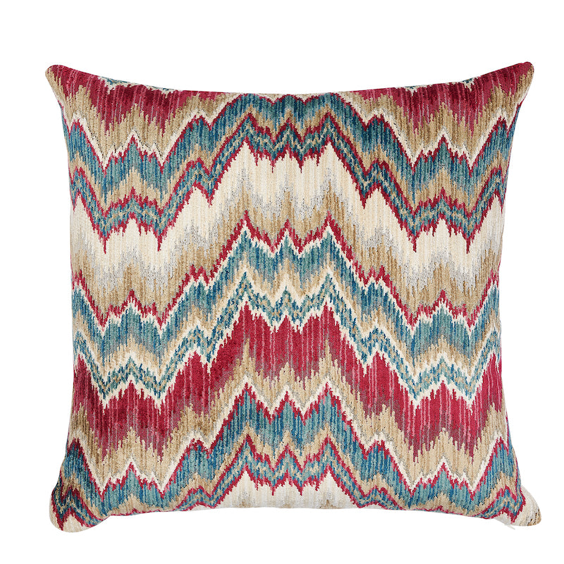 Bezique Flamestitch Pillow - Red/Peacock