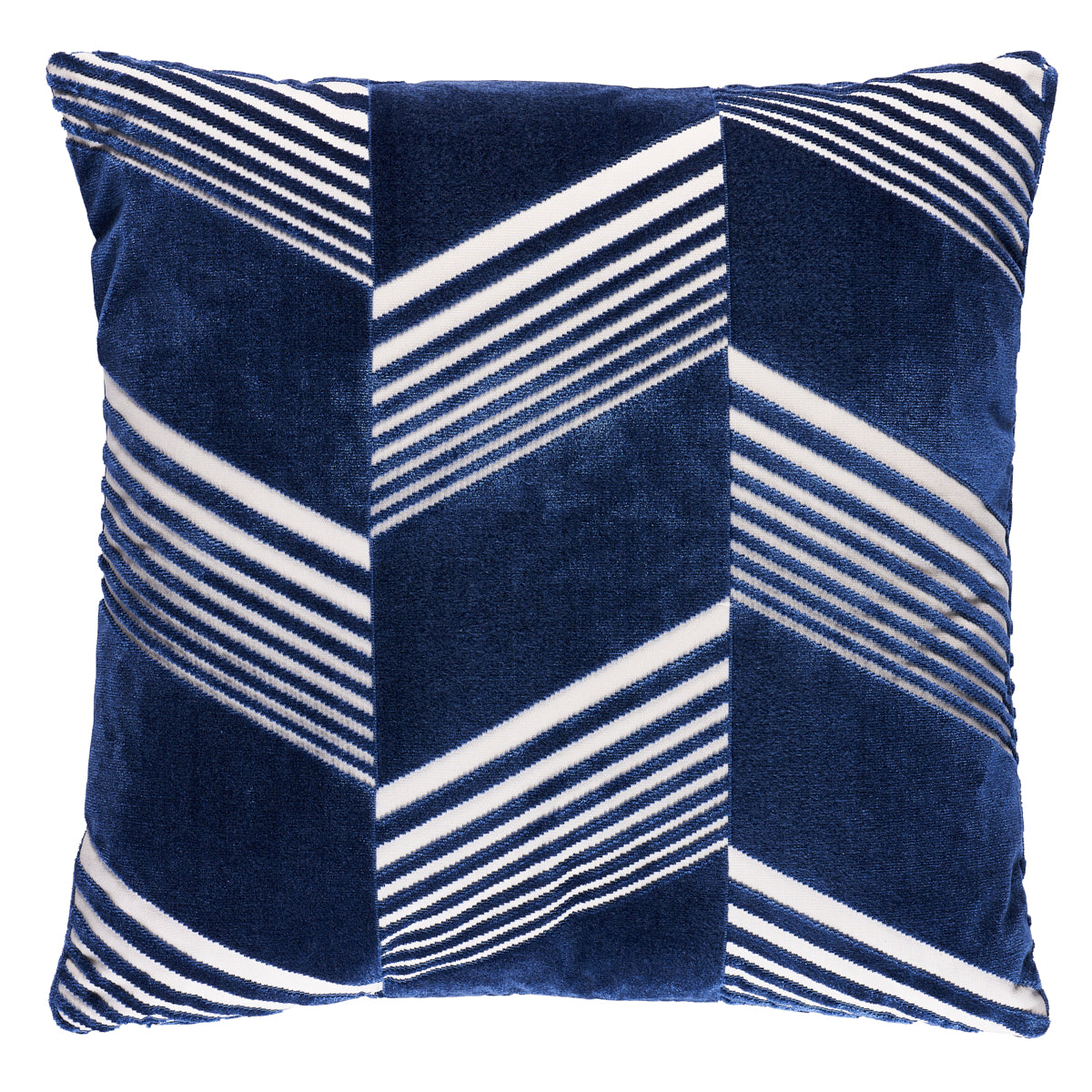 Jessie Cut Velvet Pillow - Navy on White