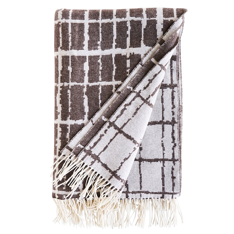 Plaid Cashmere Throw - Brown