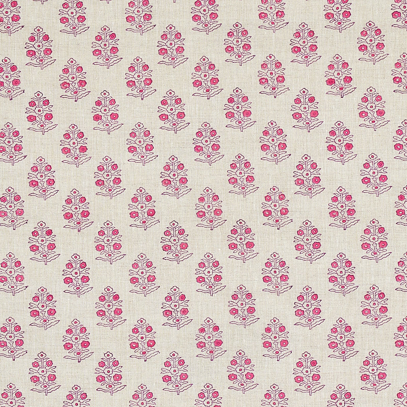 Aditi Hand Blocked Print Fabric Sample - Pink