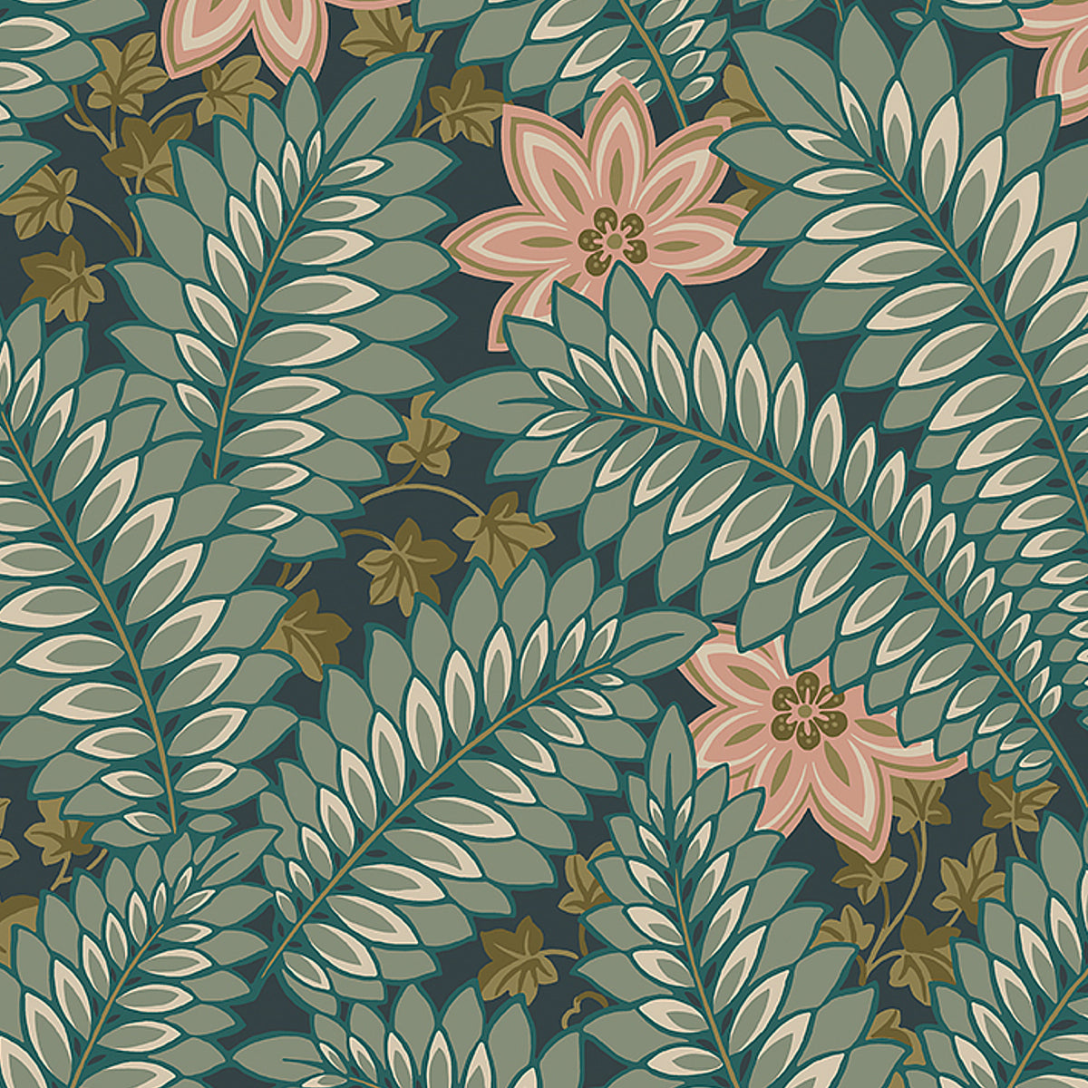 Hidden Ivy Wallpaper Sample - Spruce