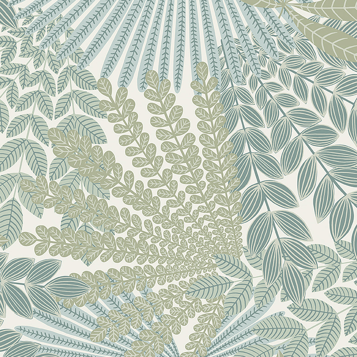 Velvet Leaves Wallpaper Sample - Ivory & Sage