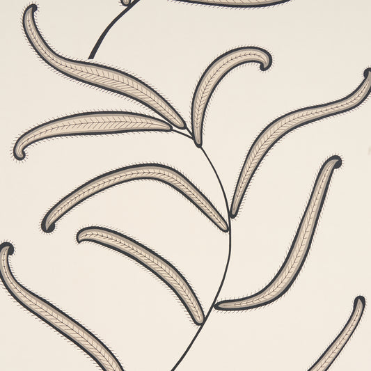 Caterpillar Leaf Wallpaper Sample - Black And Cream