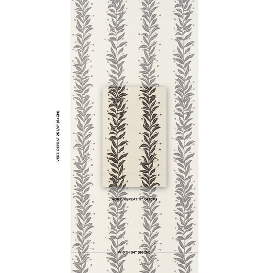 Tendril Stripe Sisal Wallpaper Sample - Black & Cream