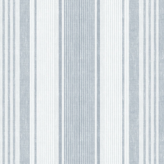Linen Stripe Wallpaper Sample - Blue