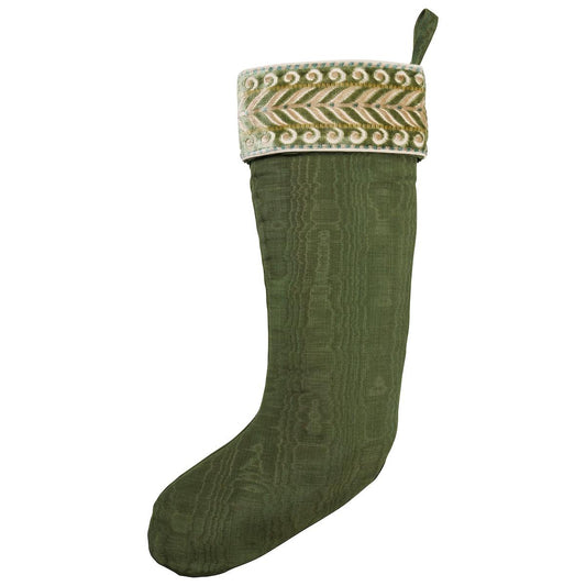 Beau Cotton Linen Moire Stocking - Olive