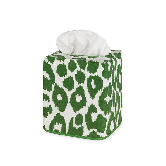 Iconic Leopard Tissue Box Cover Color: Green