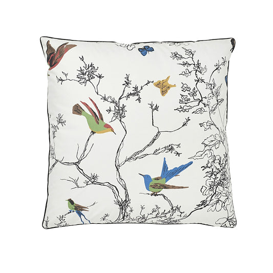 Birds & Butterflies Pillow - Multi On White (Pre Order)
