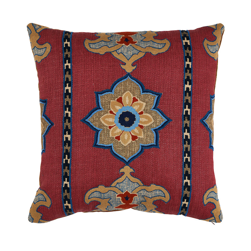 Temara Embroidered Pillow - Pomegranate