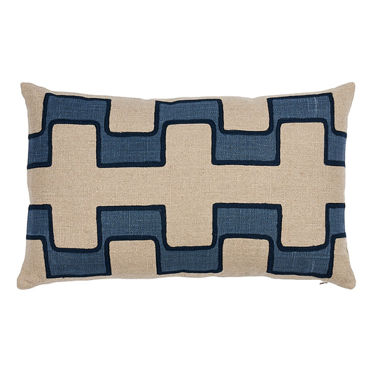 Dixon Embroidered Print Pillow - Blue
