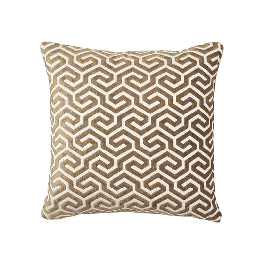 Ming Fret Velvet Pillow - Bronze