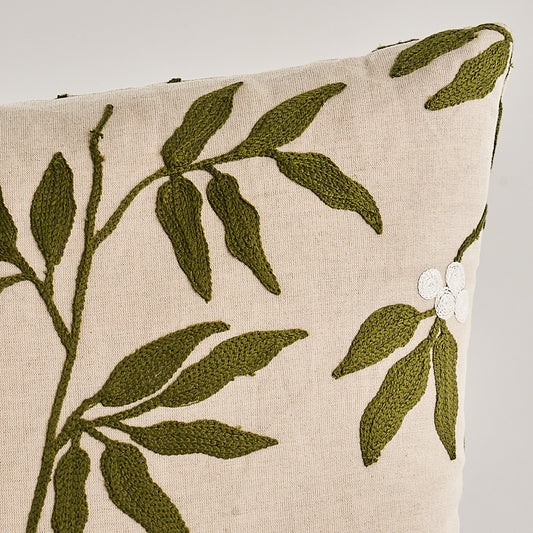 Lilla Embroidery Pillow - Olive On Neutral (Pre Order)