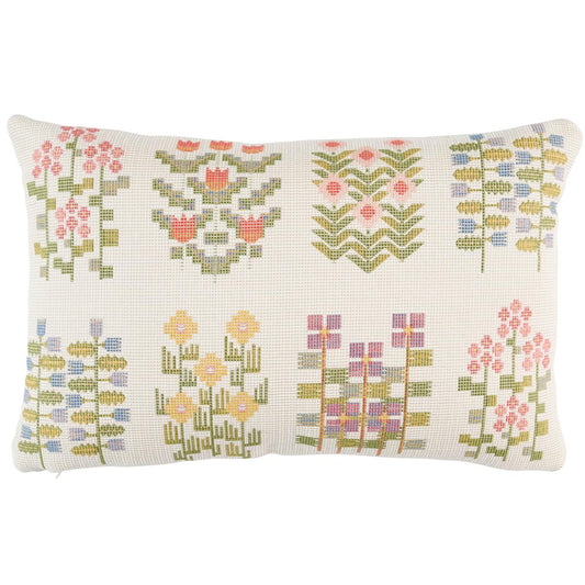 Annika Floral Tapestry Pillow - Multi on Ivory