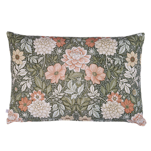 Dahlia Garden 24" Lumbar Pillow In Green & Pink