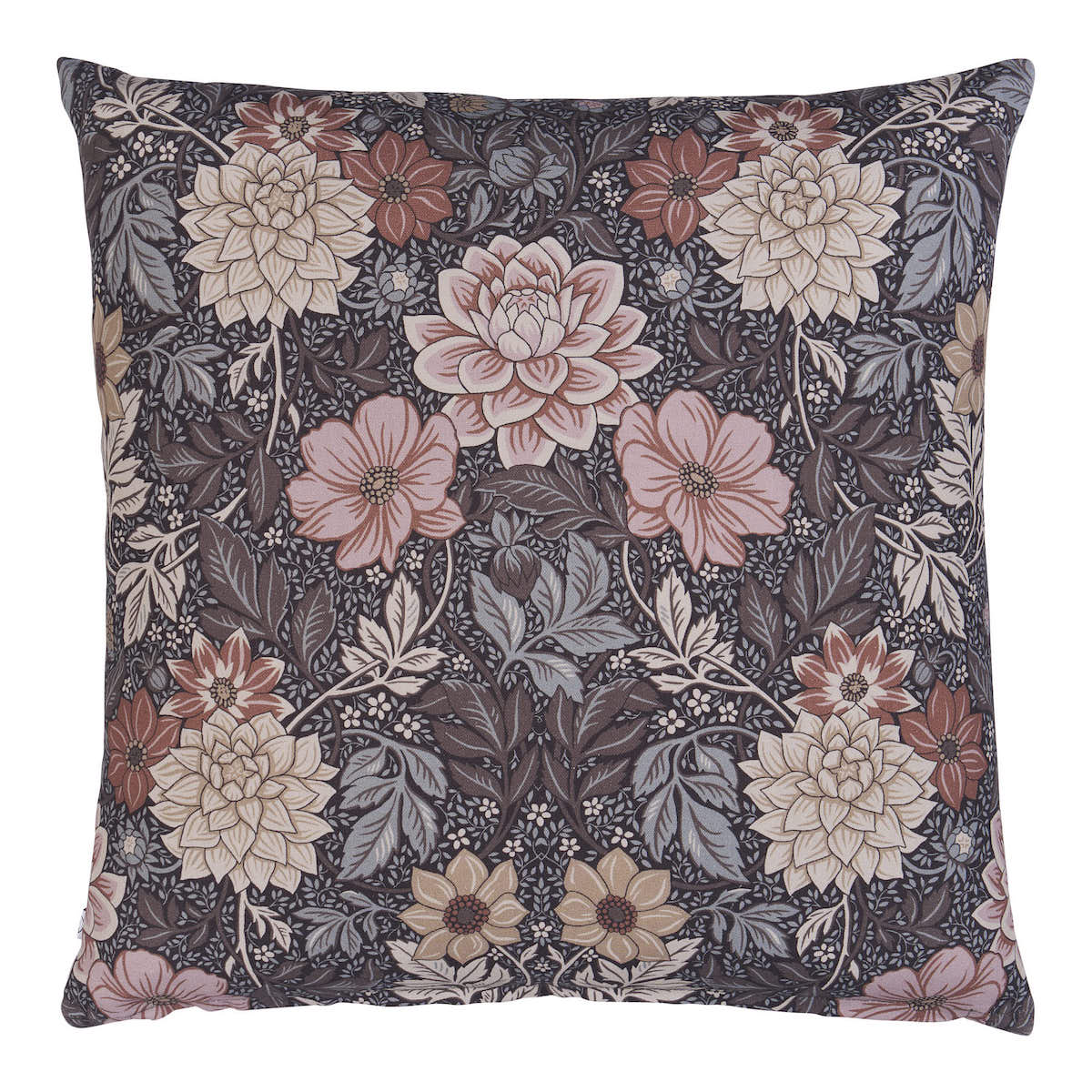 Dahlia Garden 20" Pillow In Brown & Pink