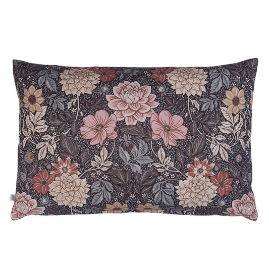 Dahlia Garden 24" Lumbar Pillow In Brown & Pink