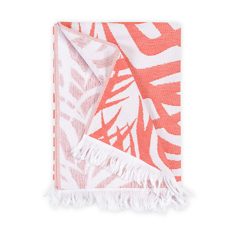 Zebra Palm Beach Towel - Pink Coral