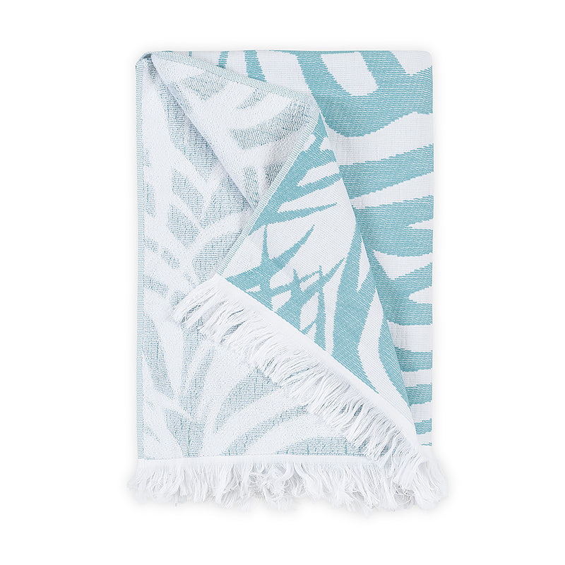 Zebra Palm Beach Towel - Cerulean