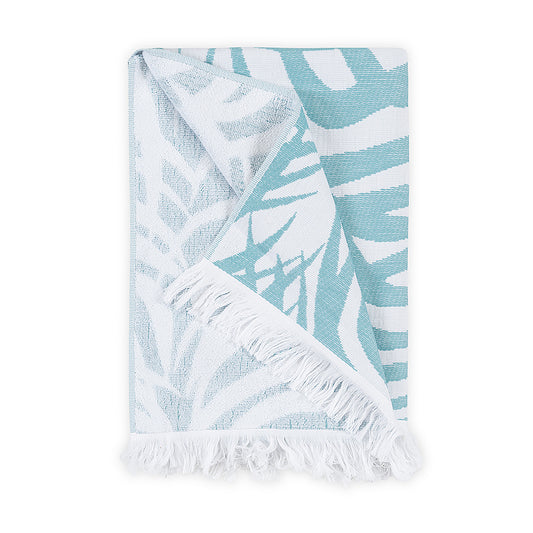Zebra Palm Beach Towel - Cerulean