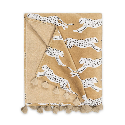 Leaping Leopard Beach Towel - Sand